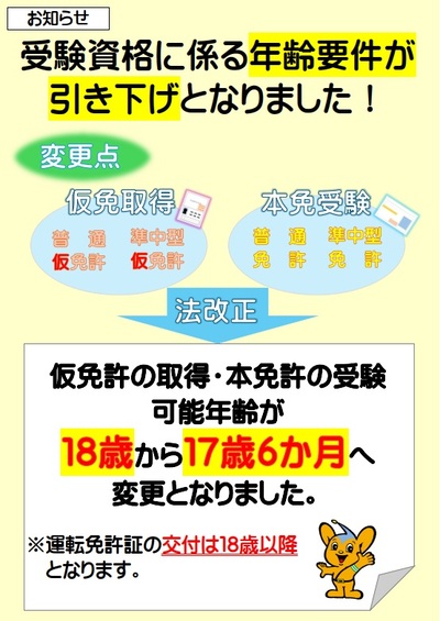 受験資格の年齢要件引き下げ